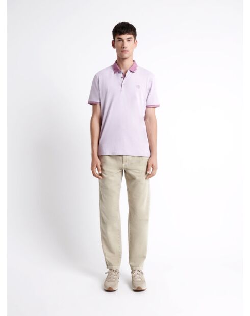 Polo manches courtes brodé 100% Coton violet