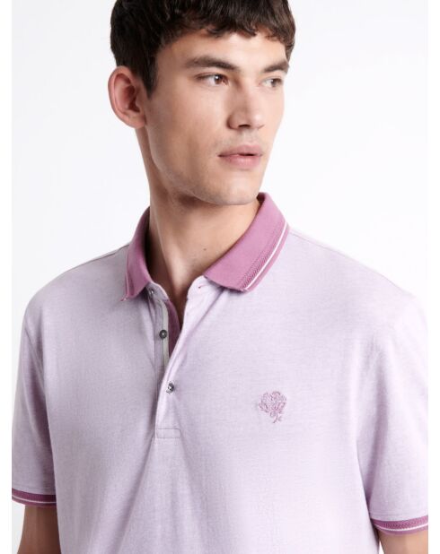 Polo manches courtes brodé 100% Coton violet