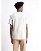 T-shirt col rond en Coton fleuri blanc neige