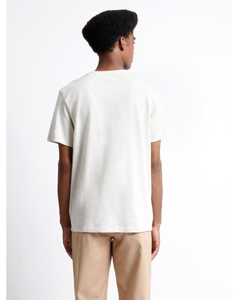 T-shirt col rond en Coton fleuri blanc neige