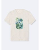 T-shirt col rond en Coton fleuri blanc neige