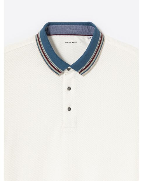 Polo col rayé en Coton blanc neige