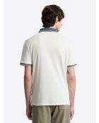 Polo col rayé en Coton blanc neige