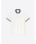Polo col rayé en Coton blanc neige