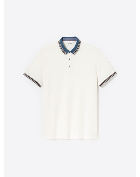 Polo col rayé en Coton blanc neige