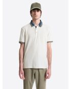 Polo col rayé en Coton blanc neige