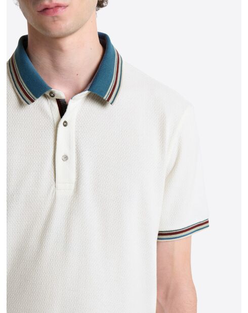 Polo col rayé en Coton blanc neige