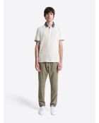 Polo col rayé en Coton blanc neige