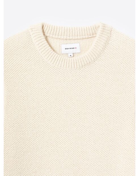 Pull col rond en Coton mélangé blanc neige