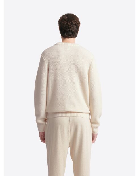 Pull col rond en Coton mélangé blanc neige