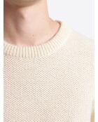 Pull col rond en Coton mélangé blanc neige