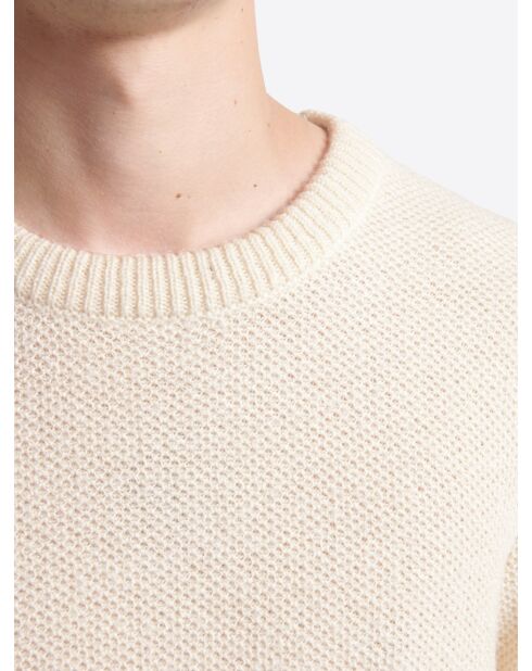 Pull col rond en Coton mélangé blanc neige