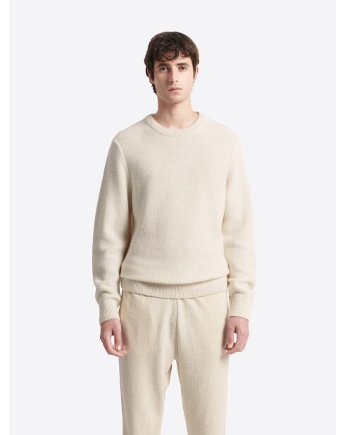 Pull col rond en Coton mélangé blanc neige