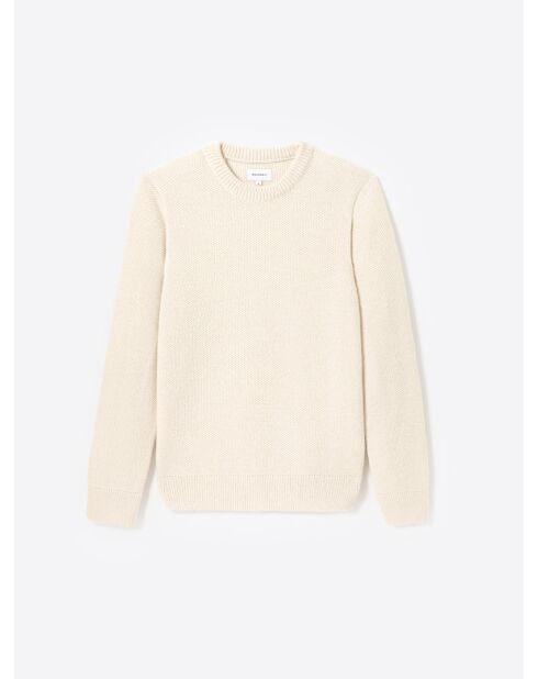 Pull col rond en Coton mélangé blanc neige