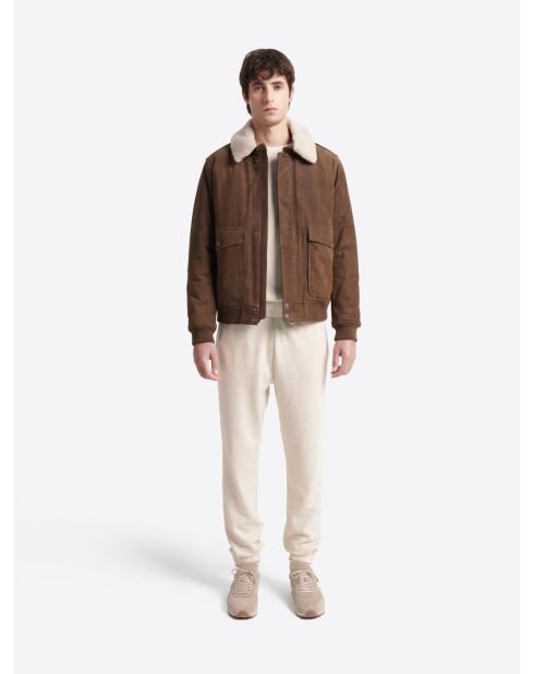 Pull col rond en Coton mélangé blanc neige