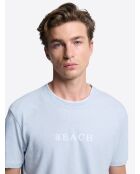 T-shirt col rond en Coton & Lin bleu bleach