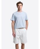 T-shirt col rond en Coton & Lin bleu bleach