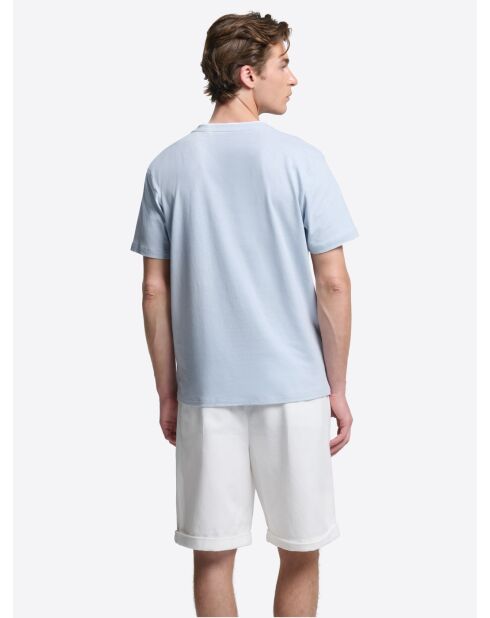 T-shirt col rond en Coton & Lin bleu bleach