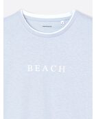 T-shirt col rond en Coton & Lin bleu bleach