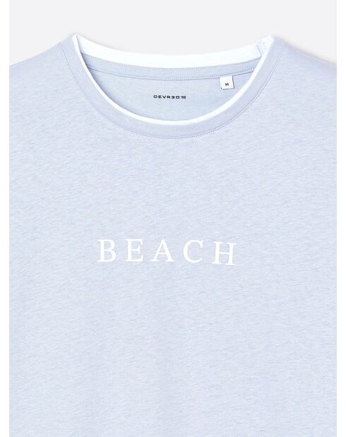 T-shirt col rond en Coton & Lin bleu bleach