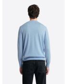 Pull col v 100% Laine mérinos bleu ciel 2