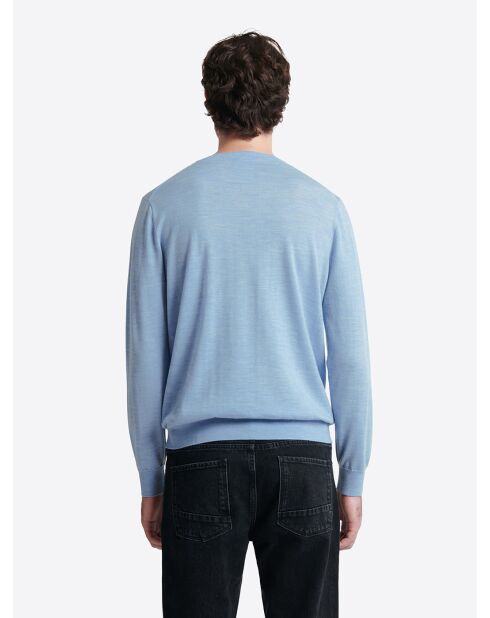 Pull col v 100% Laine mérinos bleu ciel 2