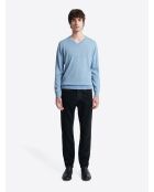 Pull col v 100% Laine mérinos bleu ciel 2