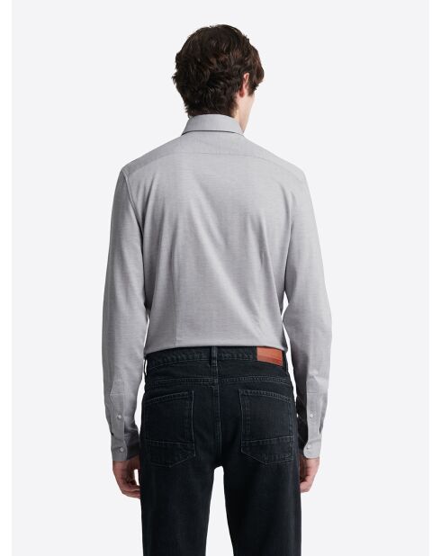 Chemise stretch 100% coton gris souris