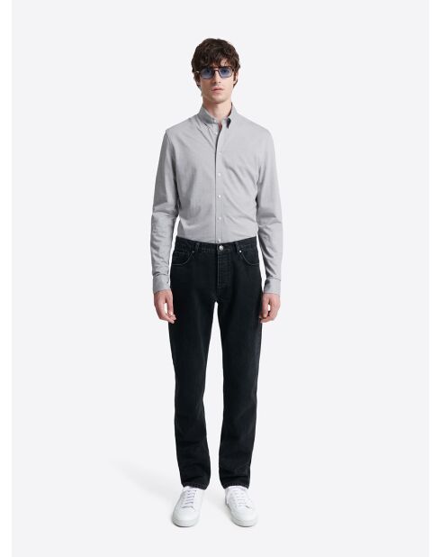 Chemise stretch 100% coton gris souris