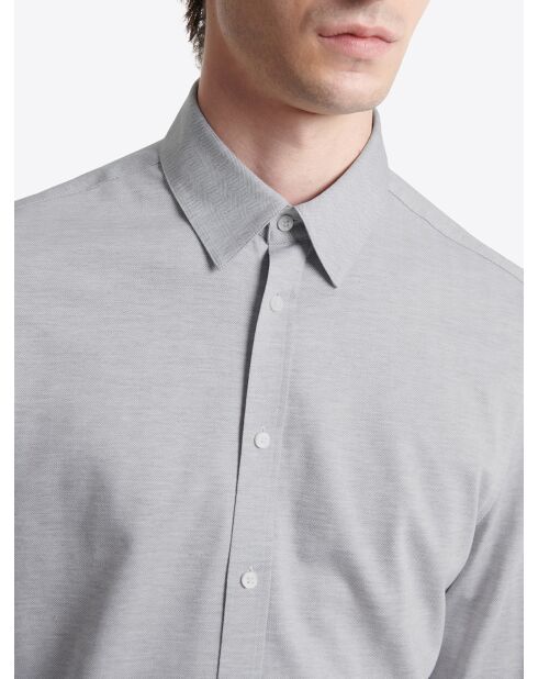 Chemise stretch 100% coton gris souris