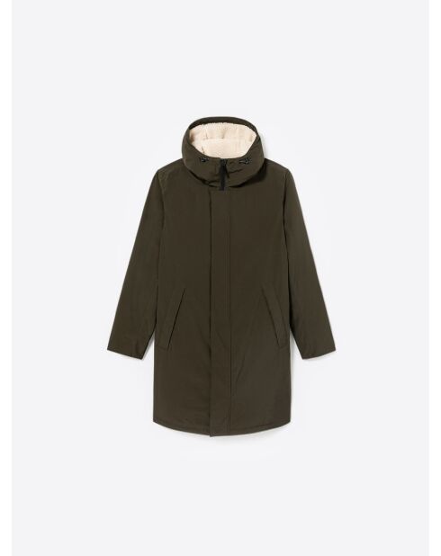 Parka à capuche avec cordons de serrage vert automne