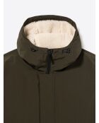 Parka à capuche avec cordons de serrage vert automne