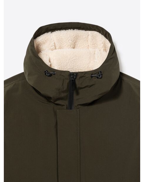 Parka à capuche avec cordons de serrage vert automne