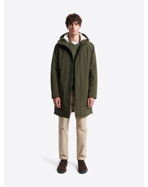 Parka à capuche avec cordons de serrage vert automne