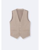 Gilet de costume bistretch rayé beige