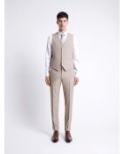 Gilet de costume bistretch rayé beige