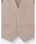 Gilet de costume bistretch rayé beige