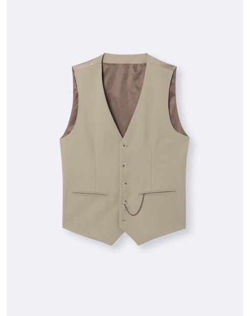 Gilet de costume bistretch beige doux