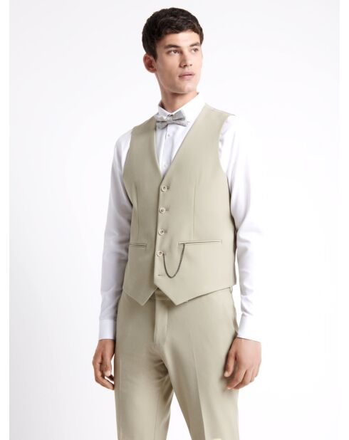 Gilet de costume bistretch beige doux