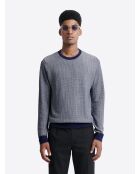 Pull col rond en Coton & Viscose bleu royal