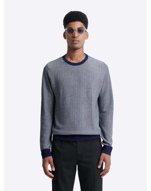 Pull col rond en Coton & Viscose bleu royal