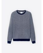 Pull col rond en Coton & Viscose bleu royal