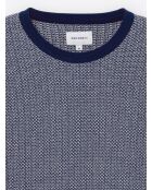 Pull col rond en Coton & Viscose bleu royal