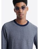 Pull col rond en Coton & Viscose bleu royal