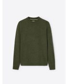 Pull col rond en Laine responsable mélangée vert