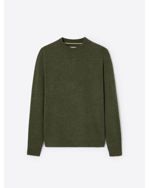 Pull col rond en Laine responsable mélangée vert