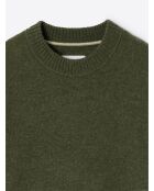 Pull col rond en Laine responsable mélangée vert