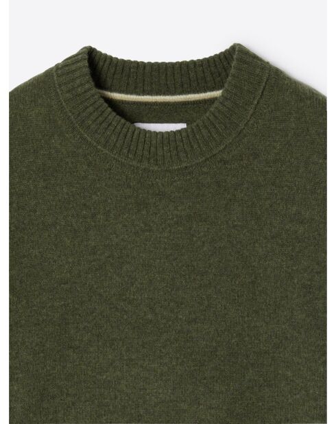Pull col rond en Laine responsable mélangée vert