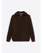 Pull col camionneur en Laine mélangée jersey choco