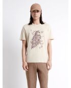 T-shirt col rond en Coton à motif beige automne